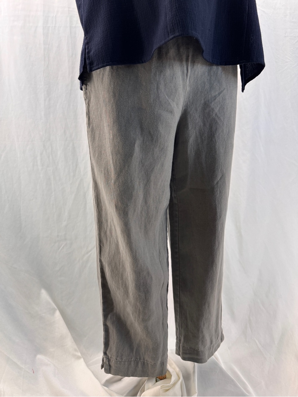 J. Jill Love Linen Pull-On Cropped Capri Pants Gray